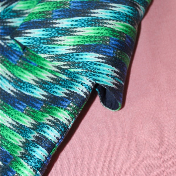 MILLY Green/Blue Geometric Sleeveless Peplum Sheath Dress - US 4 - Picture 10 of 13